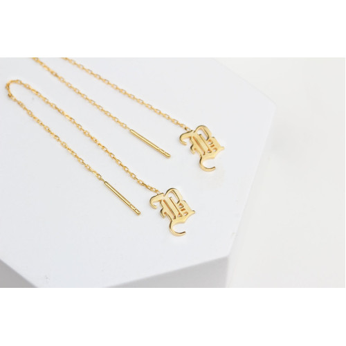 Glorria 925k Sterling Silver Personalized Dangle Gothic Letter Earrings Glorria 925k Sterling Silver Personalized Dangle Gothic Letter Earrings