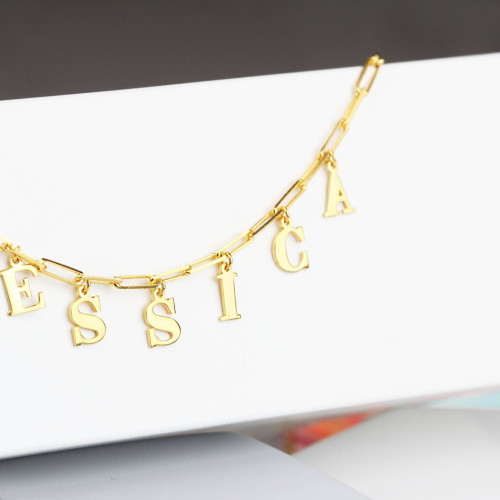 Glorria 925k Sterling Silver Personalized Silver Necklace with Paperclip Chain Glorria 925k Sterling Silver Personalized Silver Necklace with Paperclip Chain