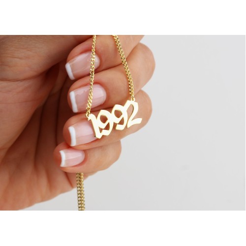 Glorria 925k Sterling Silver Personalized Date Necklace with Curb Chain Glorria 925k Sterling Silver Personalized Date Necklace with Curb Chain