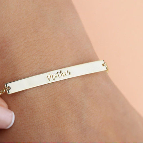 Glorria 925k Sterling Silver Personalized Name Bar Bracelet with Doc Chain Glorria 925k Sterling Silver Personalized Name Bar Bracelet with Doc Chain