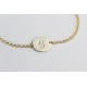 Glorria 925k Sterling Silver Personalized Circle Letter Bracelet with Doc Chain
