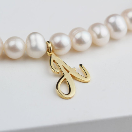 Glorria 925k Sterling Silver Personalized Initial Pearl Necklace Glorria 925k Sterling Silver Personalized Initial Pearl Necklace