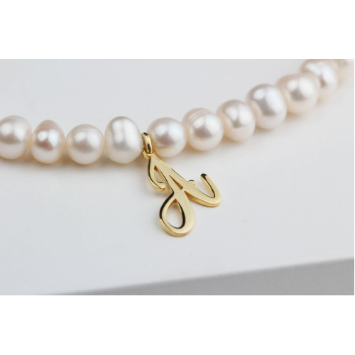Glorria 925k Sterling Silver Personalized Initial Pearl Necklace Glorria 925k Sterling Silver Personalized Initial Pearl Necklace