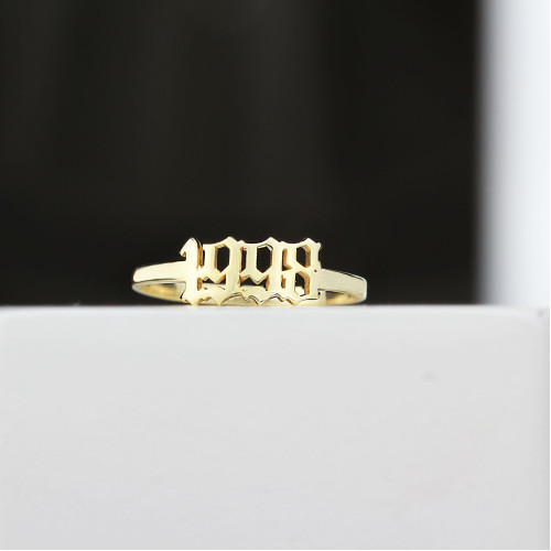 Glorria 925k Sterling Silver Personalized Gothic Date Ring Glorria 925k Sterling Silver Personalized Gothic Date Ring