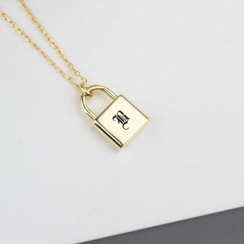 Glorria 925k Sterling Silver Personalized Lock Initial Necklace