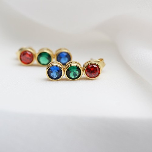 Glorria 925k Sterling Silver Personalized Birthstone Silver Earrings Glorria 925k Sterling Silver Personalized Birthstone Silver Earrings