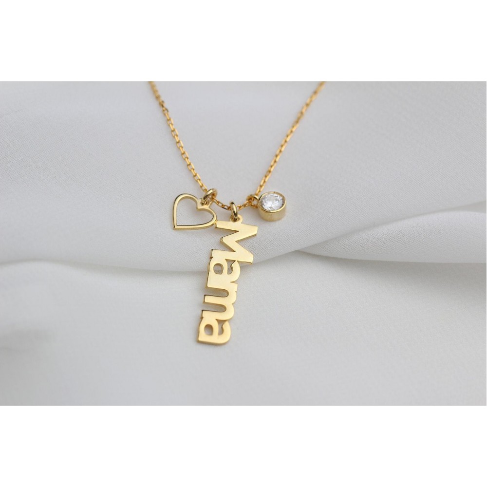 Glorria 925k Sterling Silver Personalized Silver Name Necklace with Birhtstone