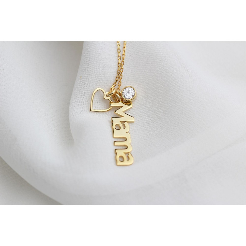 Glorria 925k Sterling Silver Personalized Silver Name Necklace with Birhtstone Glorria 925k Sterling Silver Personalized Silver Name Necklace with Birhtstone