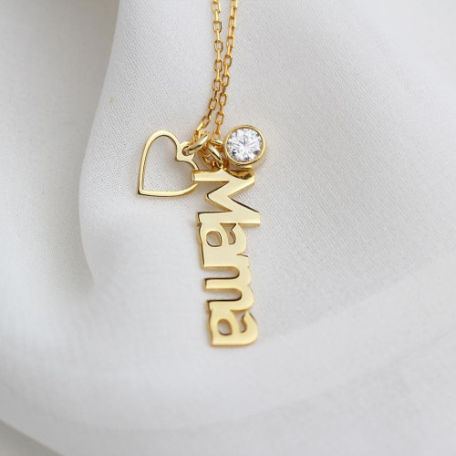 Glorria 925k Sterling Silver Personalized Silver Name Necklace with Birhtstone Glorria 925k Sterling Silver Personalized Silver Name Necklace with Birhtstone