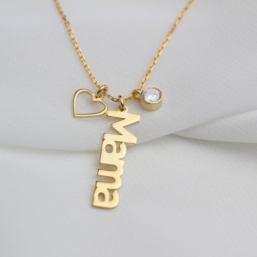 Glorria 925k Sterling Silver Personalized Silver Name Necklace with Birhtstone