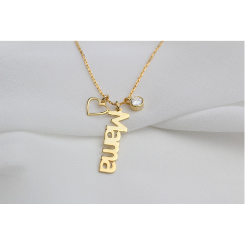 Glorria 925k Sterling Silver Personalized Silver Name Necklace with Birhtstone
