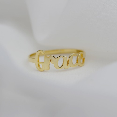 Glorria 925k Sterling Silver Personalized Handwritten Name Ring