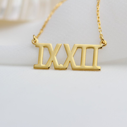 Glorria 925k Sterling Silver Personalized Roman Numerals Necklace