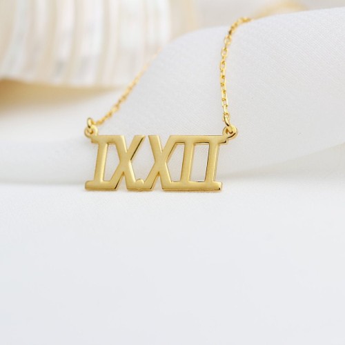 Glorria 925k Sterling Silver Personalized Roman Numerals Necklace