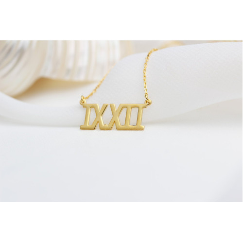 Glorria 925k Sterling Silver Personalized Roman Numerals Necklace