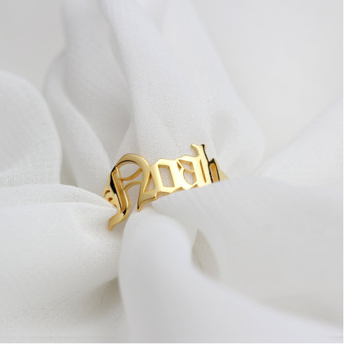 Glorria 925k Sterling Silver Personalized Gothic Name Ring