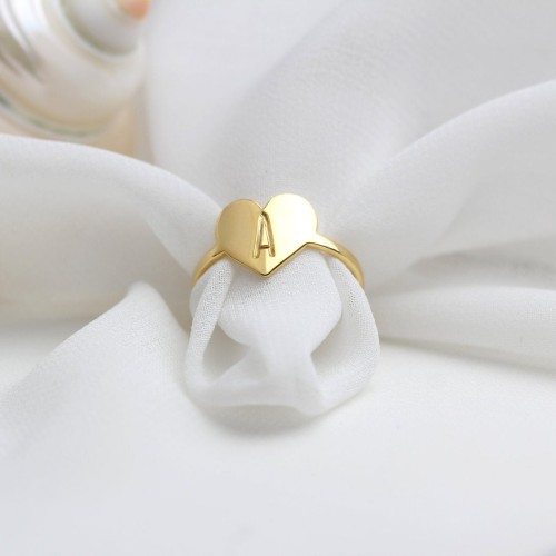 Glorria 925k Sterling Silver Personalized Heart Initial Ring Glorria 925k Sterling Silver Personalized Heart Initial Ring