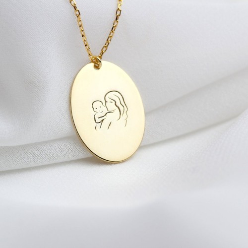 Glorria 925k Sterling Silver Mother and Baby Necklace