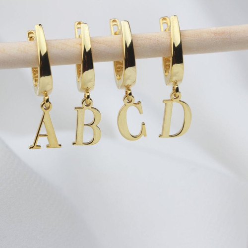 Glorria 925k Sterling Silver Personalized Letter Silver Earring