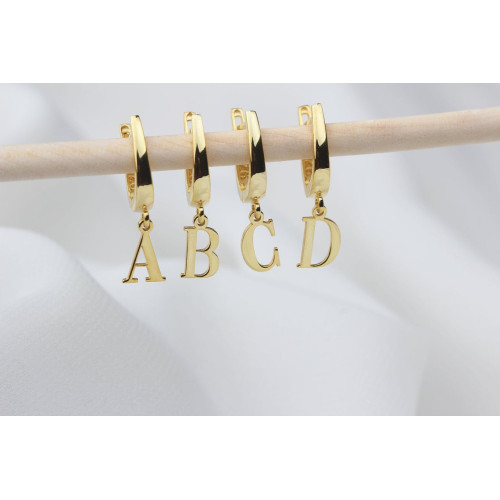 Glorria 925k Sterling Silver Personalized Letter Silver Earring