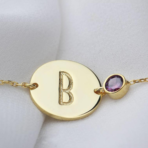 Glorria 925k Sterling Silver Personalized Circle Bracelet with Birthstone Glorria 925k Sterling Silver Personalized Circle Bracelet with Birthstone