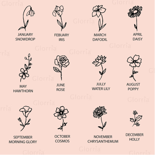 Glorria 925k Sterling Silver Personalized Birth Flower Sterling Silver Bracelet Glorria 925k Sterling Silver Personalized Birth Flower Sterling Silver Bracelet