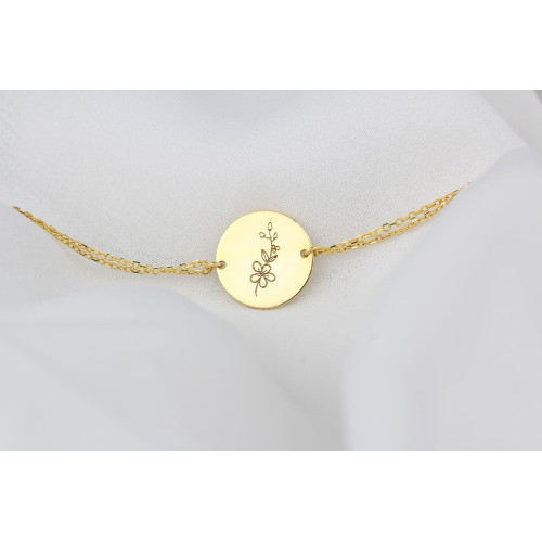 Glorria 925k Sterling Silver Personalized Birth Flower Sterling Silver Bracelet Glorria 925k Sterling Silver Personalized Birth Flower Sterling Silver Bracelet