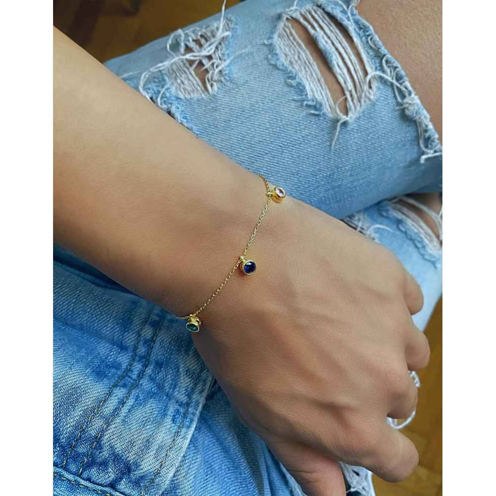 Glorria Personalized Birthstone Sterling Silver Bracelet Glorria Personalized Birthstone Sterling Silver Bracelet