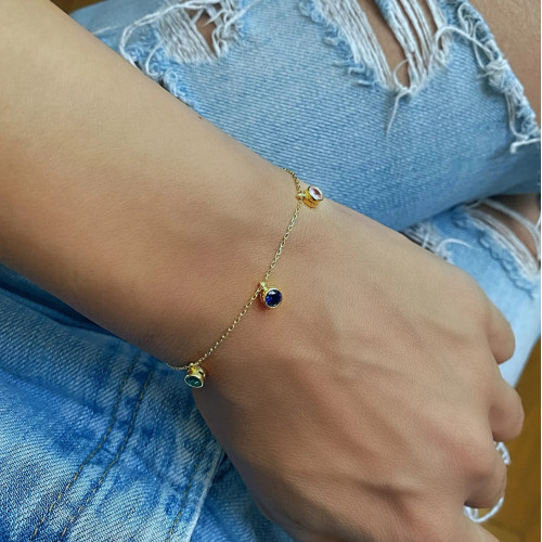 Glorria 925k Sterling Silver Personalized Birthstone Sterling Silver Bracelet Glorria 925k Sterling Silver Personalized Birthstone Sterling Silver Bracelet