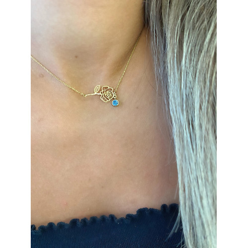 Glorria 925k Sterling Silver Personalized Birth Flower and Birthstone Sterling Silver Necklace Glorria 925k Sterling Silver Personalized Birth Flower and Birthstone Sterling Silver Necklace