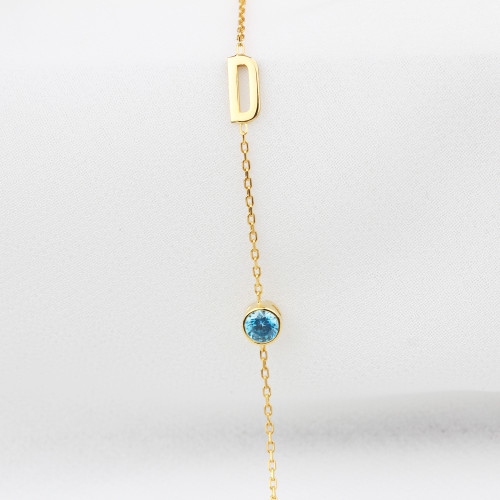 Glorria 925k Sterling Silver Personalized Birthstone Letter Sterling Silver Bracelet Glorria 925k Sterling Silver Personalized Birthstone Letter Sterling Silver Bracelet