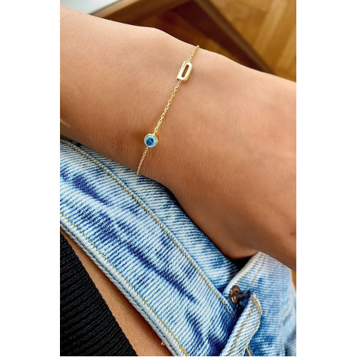 Glorria 925k Sterling Silver Personalized Birthstone Letter Sterling Silver Bracelet Glorria 925k Sterling Silver Personalized Birthstone Letter Sterling Silver Bracelet