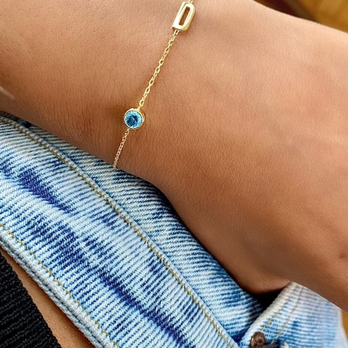 Glorria 925k Sterling Silver Personalized Birthstone Letter Sterling Silver Bracelet Glorria 925k Sterling Silver Personalized Birthstone Letter Sterling Silver Bracelet