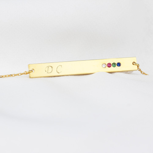 Glorria 925k Sterling Silver Personalized Name Birthstone Bar Bracelet Glorria 925k Sterling Silver Personalized Name Birthstone Bar Bracelet