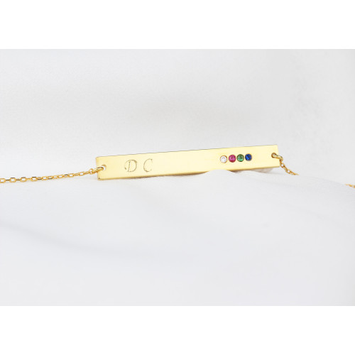 Glorria 925k Sterling Silver Personalized Name Birthstone Bar Bracelet Glorria 925k Sterling Silver Personalized Name Birthstone Bar Bracelet