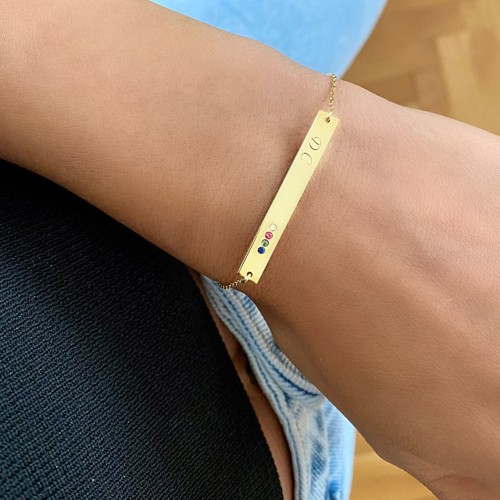 Glorria 925k Sterling Silver Personalized Name Birthstone Bar Bracelet Glorria 925k Sterling Silver Personalized Name Birthstone Bar Bracelet