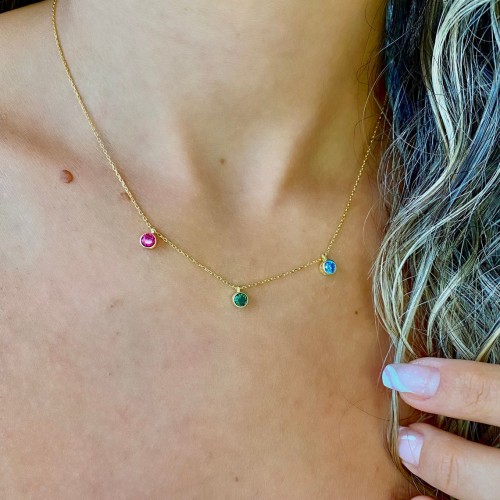 Glorria 925k Sterling Silver Personalized Birthstone Sterling Silver Necklace