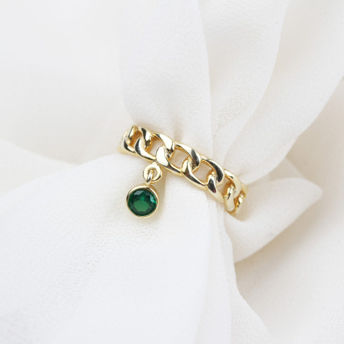 Glorria 925k Sterling Silver Personalized Birthstone Silver Chain Ring Glorria 925k Sterling Silver Personalized Birthstone Silver Chain Ring