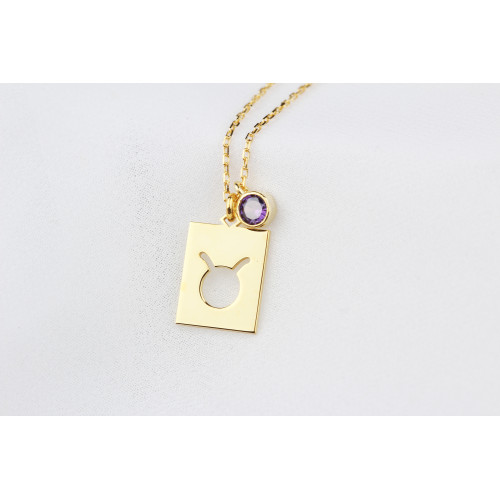 Glorria 925k Sterling Silver Personalized Birthstone Taurus Silver Necklace