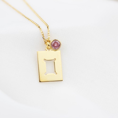 Glorria 925k Sterling Silver Personalized Birthstone Gemini Sign Sterling Silver Necklace Glorria 925k Sterling Silver Personalized Birthstone Gemini Sign Sterling Silver Necklace