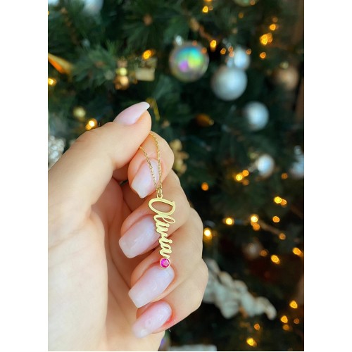 Glorria 925k Sterling Silver Personalized Name Birthstone Sterling Silver Necklace Glorria 925k Sterling Silver Personalized Name Birthstone Sterling Silver Necklace