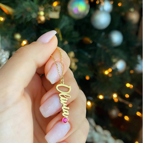 Glorria 925k Sterling Silver Personalized Name Birthstone Sterling Silver Necklace