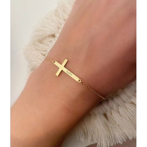Glorria 925k Sterling Silver Personalized Name Cross Sterling Silver Bracelet Glorria 925k Sterling Silver Personalized Name Cross Sterling Silver Bracelet