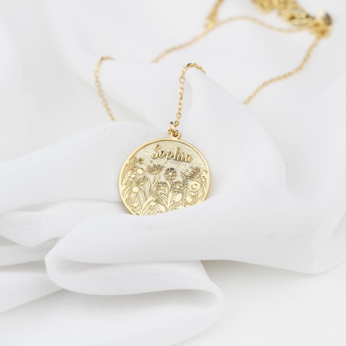 Glorria 925k Sterling Silver Personalized Name Flower Sterling Silver Necklace