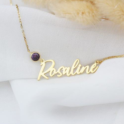 Glorria 925k Sterling Silver Personalized Name Birthstone Sterling Silver Necklace Glorria 925k Sterling Silver Personalized Name Birthstone Sterling Silver Necklace