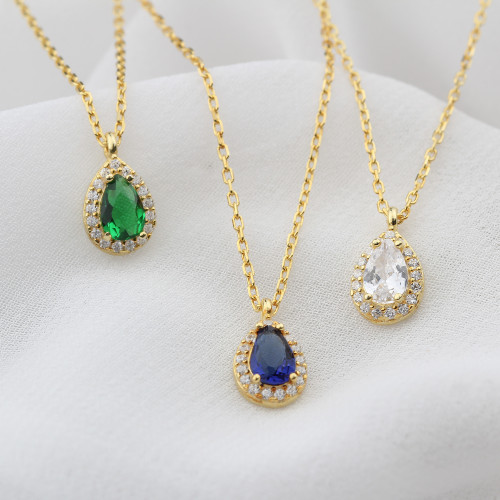 Glorria 925k Sterling Silver Personalized Birthstone Silver Drop Anturage Necklace Glorria 925k Sterling Silver Personalized Birthstone Silver Drop Anturage Necklace