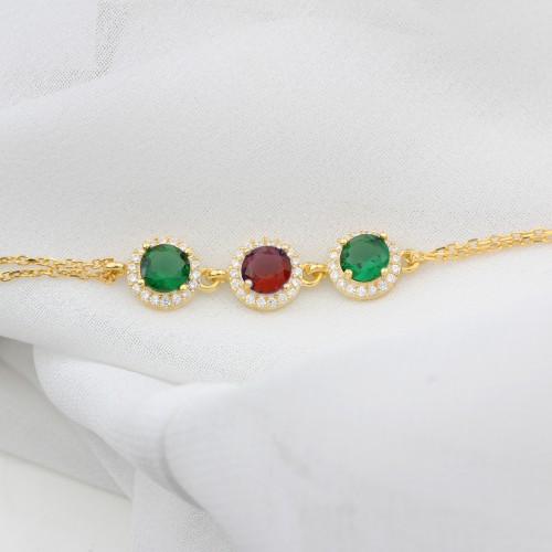 Glorria 925k Sterling Silver Personalized Birthstone Silver Round Anturage Bracelet Glorria 925k Sterling Silver Personalized Birthstone Silver Round Anturage Bracelet