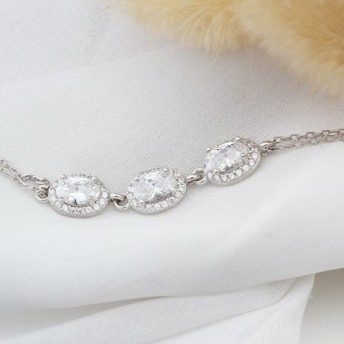 Glorria 925k Sterling Silver Personalized Birthstone Silver Oval Anturage Bracelet Glorria 925k Sterling Silver Personalized Birthstone Silver Oval Anturage Bracelet