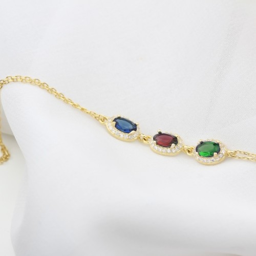 Glorria 925k Sterling Silver Personalized Birthstone Silver Oval Anturage Bracelet Glorria 925k Sterling Silver Personalized Birthstone Silver Oval Anturage Bracelet
