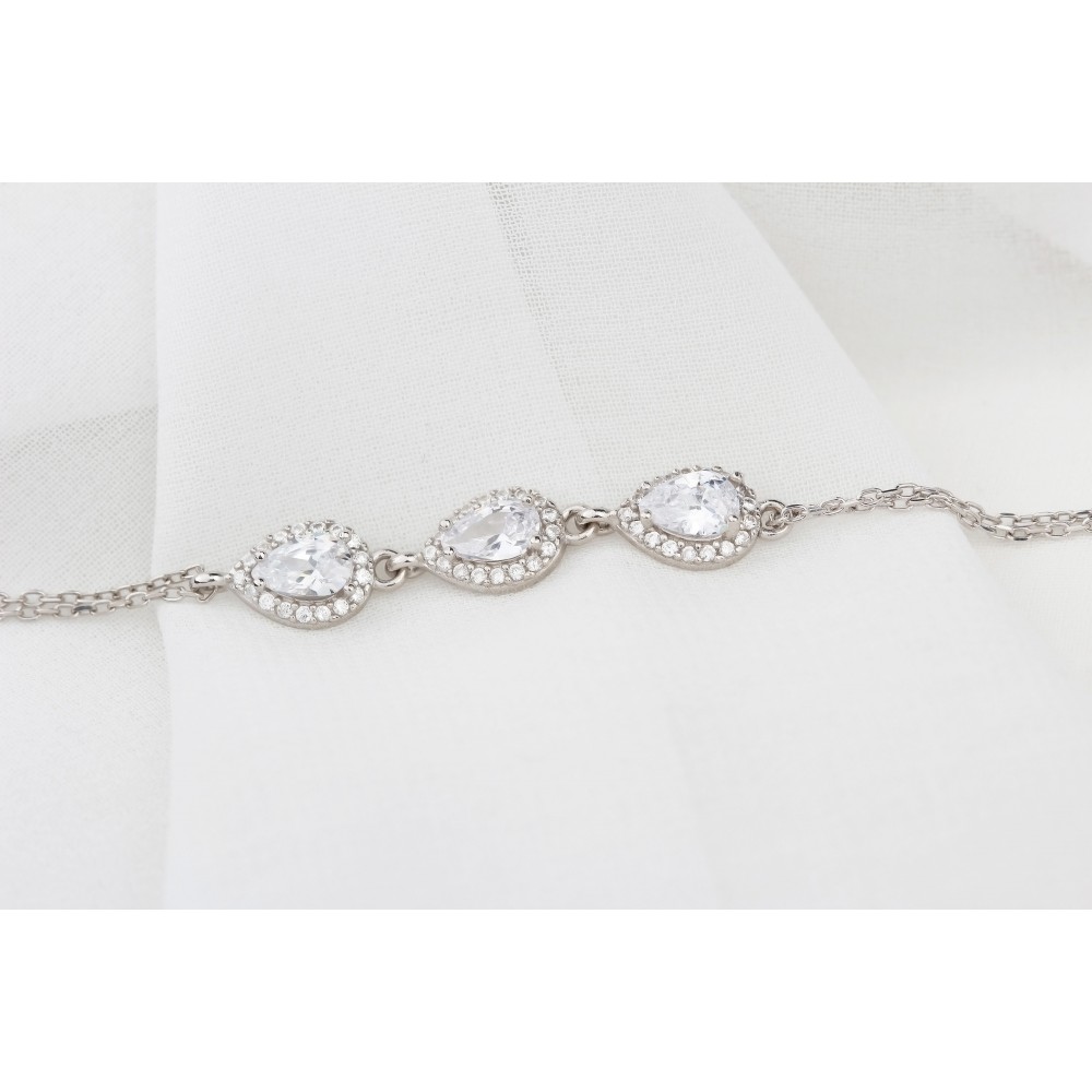 Glorria 925k Sterling Silver Personalized Birthstone Silver Drop Anturage Bracelet